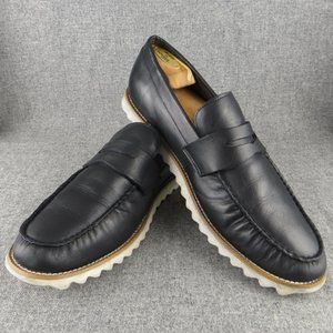 ESTIVANELI BLACK LEATHER SLIP ON LOAFER USA 11